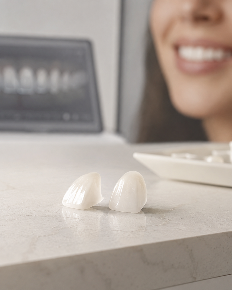 Faceta de porcelana e lente de contato dental em Campinas com foco em estética dental natural e planejamento personalizado.
