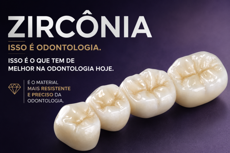 Coroa de zircônia odontológica representando resistência e estética em tratamento realizado na Freitas Odontologia em Campinas.
